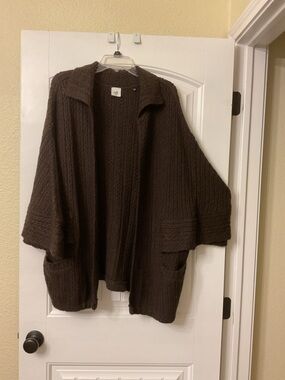 CAbi Cozy Open-Front Sweater Cardigan in Brown